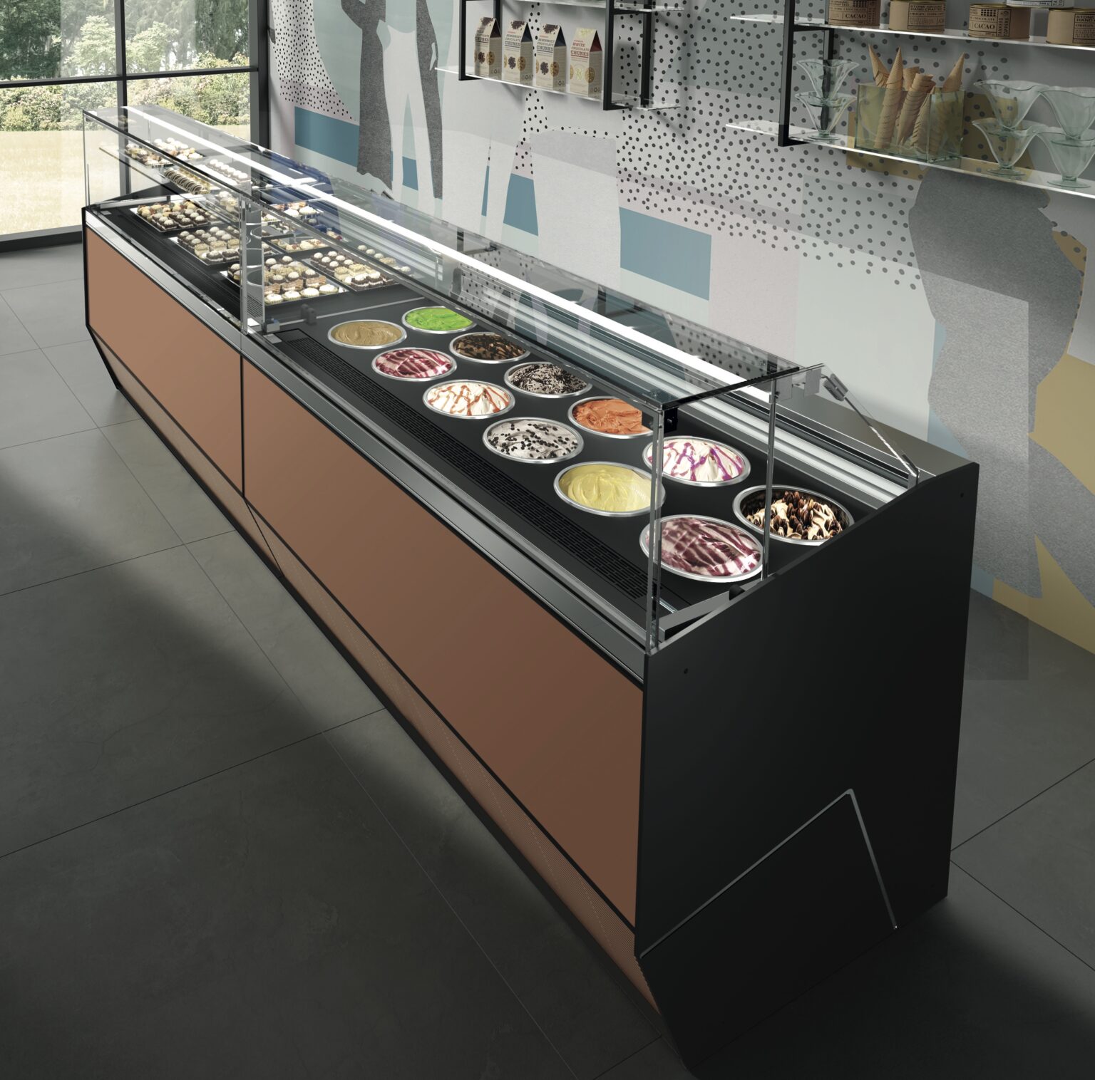 Vitrine à glace noire