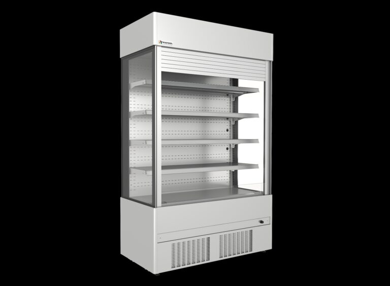 Vitrine à étagères CRONUS en acier avec rideau sécurisant