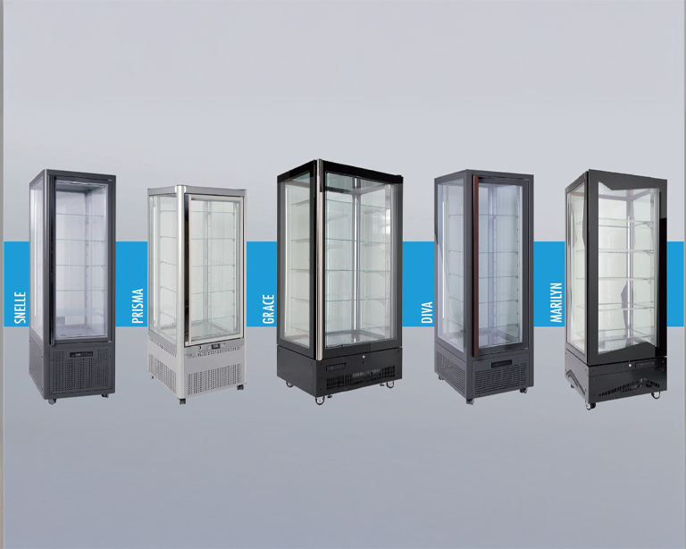 Armoire réfrigérée 4 faces vitrées de prestige